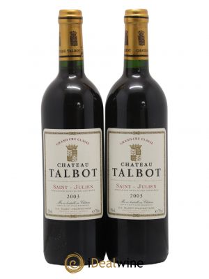 Château Talbot 4ème Grand Cru Classé  2003 - Lot de 2 Bouteilles