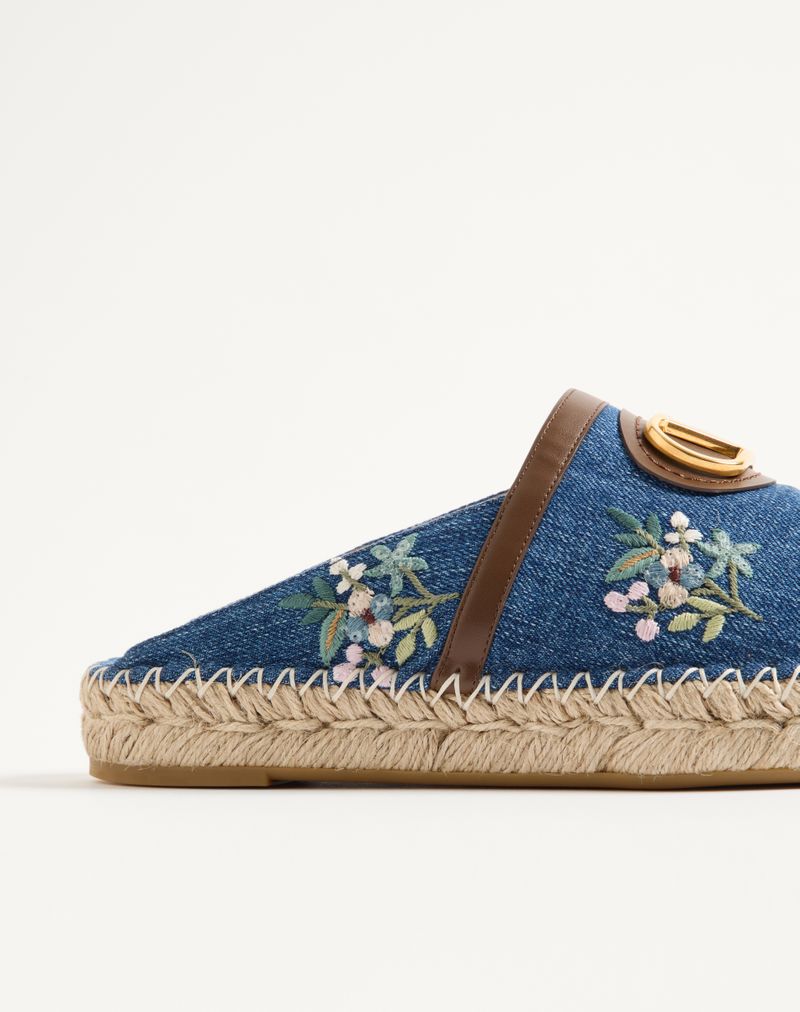 VLogo Signature Denim Mule med Blomsterbroderi 25 mm