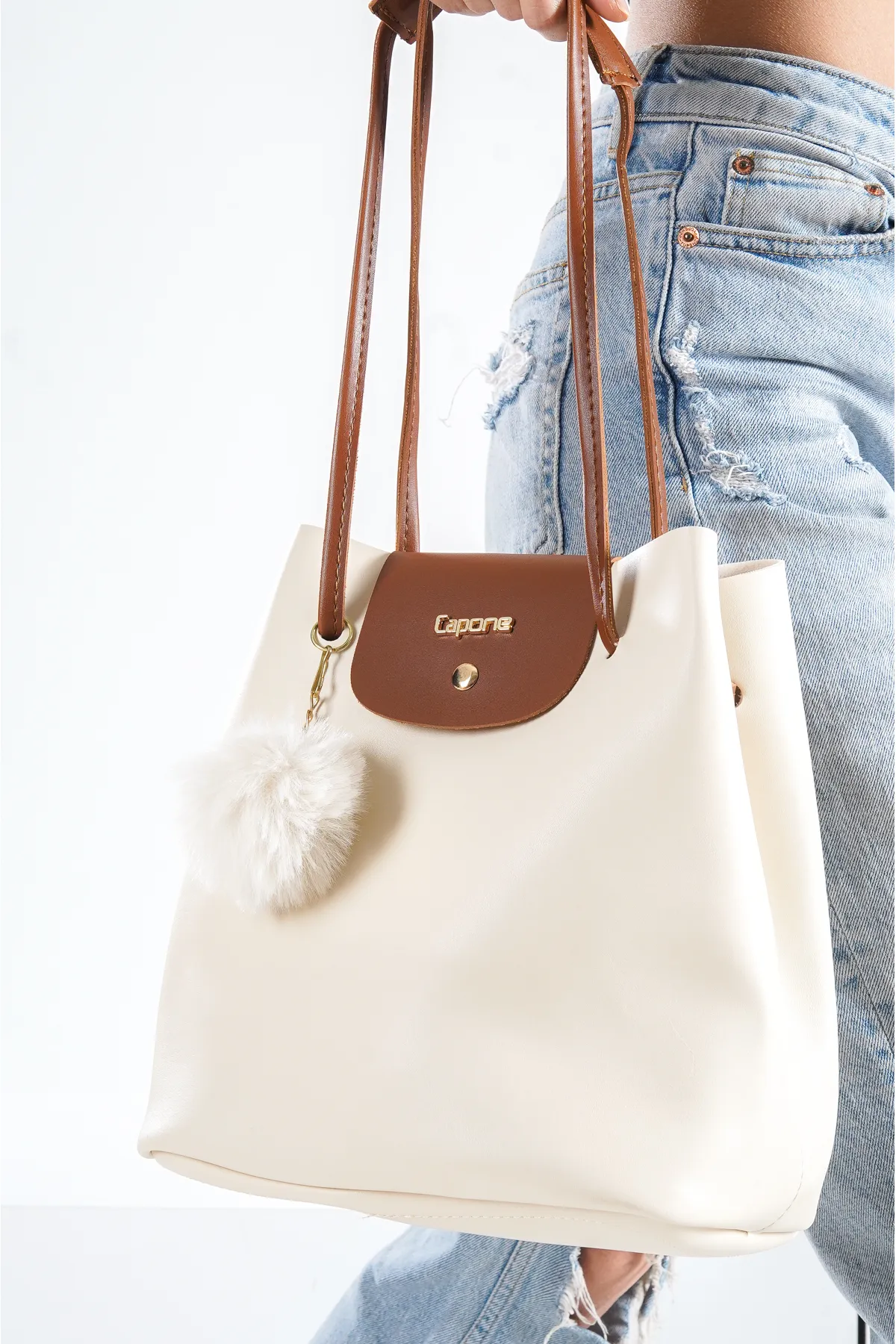 Capone Outfitters  Capone Padova Leder Creme Damen Umhängetasche