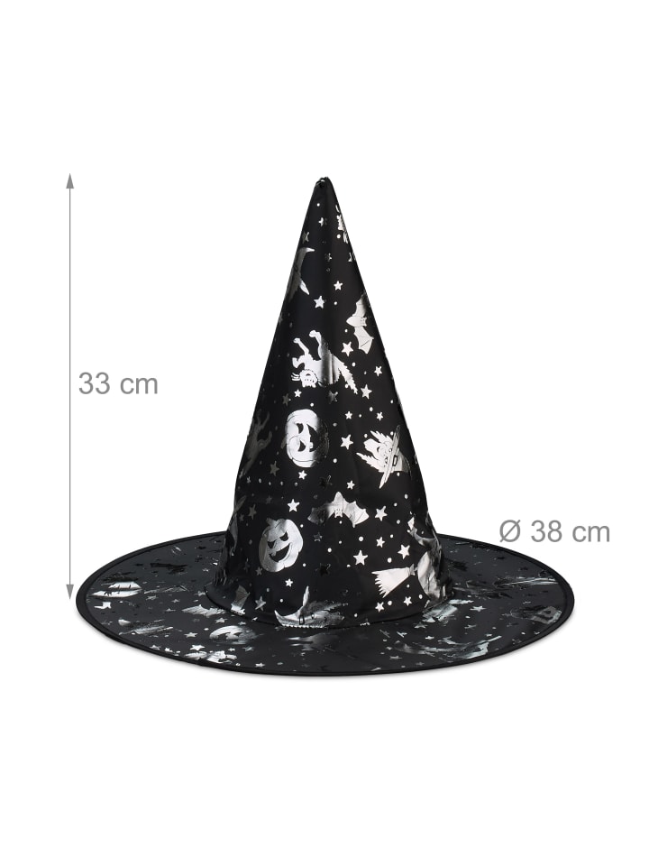 relaxdays 6 x Hexenhut in Schwarz/ Silber günstig kaufen onesize