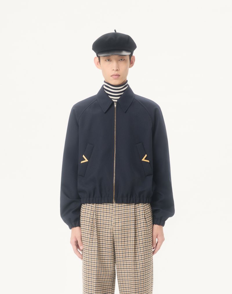 Valentino Nylon Bomberjakke Med Guldfarvede Sidelommer
