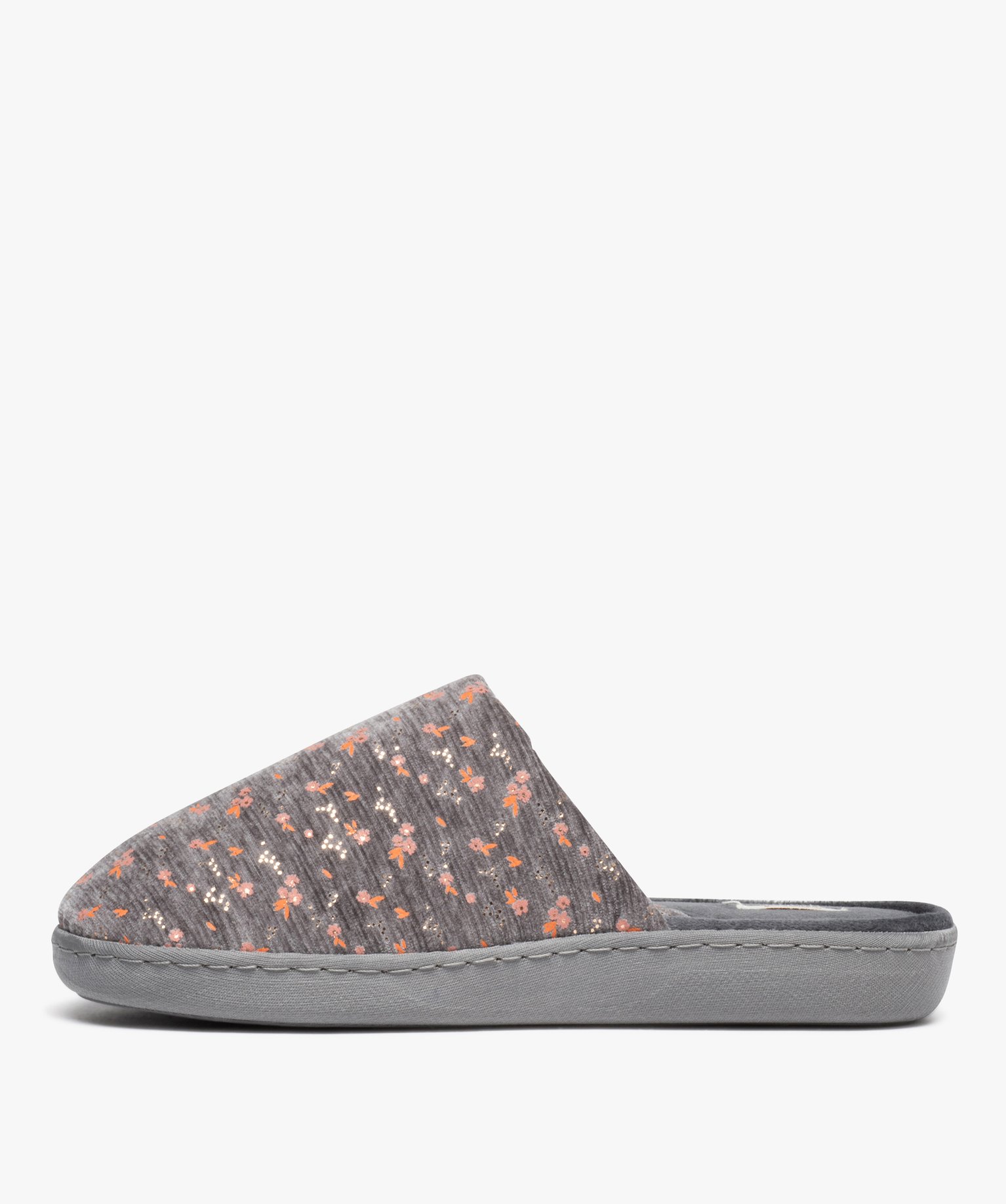 Chaussons femme mule confort à motifs - Dim gris | GEMO