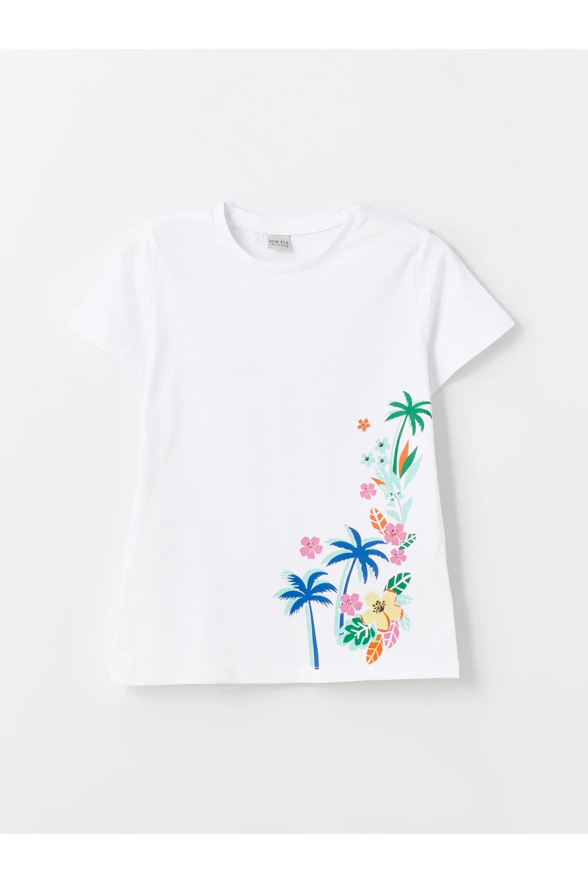 LC Waikiki  Bedrucktes Kurzarm-T-Shirt und Shorts für Mädchen mit Rundhalsausschnitt