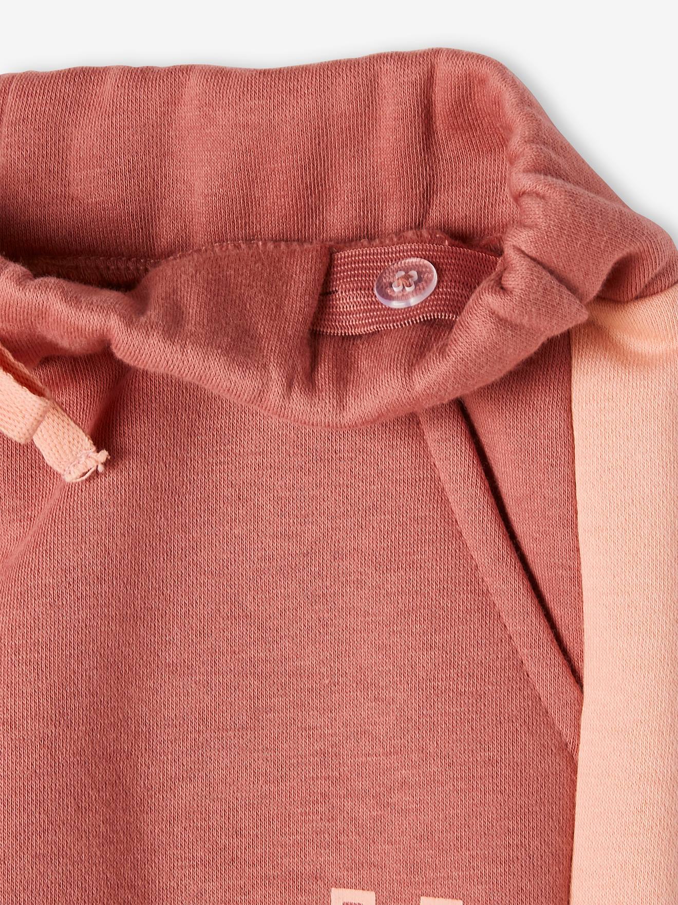 Pantalon de sport fille en molleton bandes côtés prune