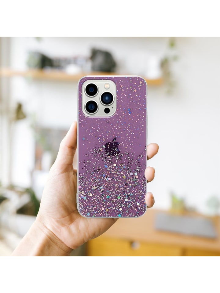 cadorabo Hülle für Apple iPhone 13 PRO Glitter in Lila mit Glitter günstig kaufen onesize