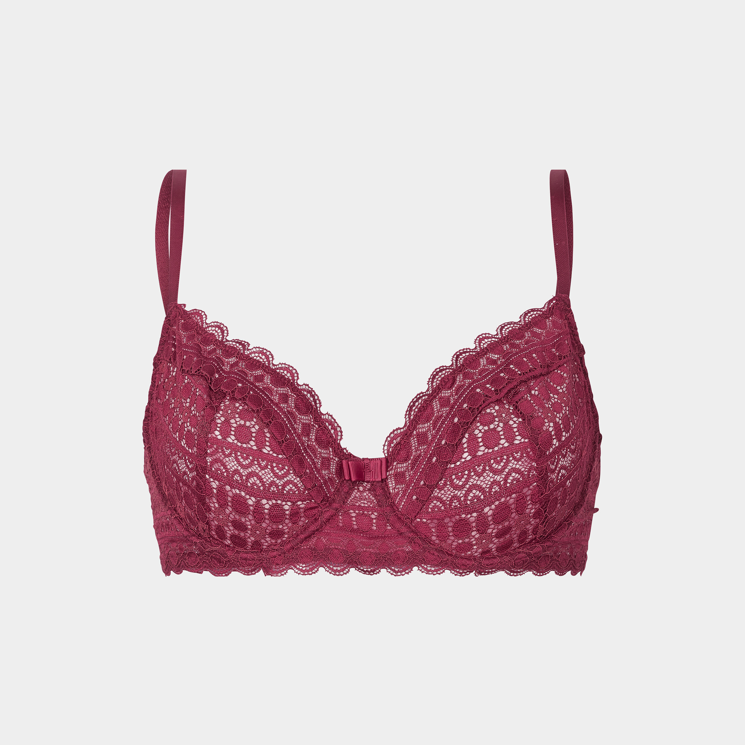 Soutien-gorge emboîtant en dentelle bordeaux femme | La Halle