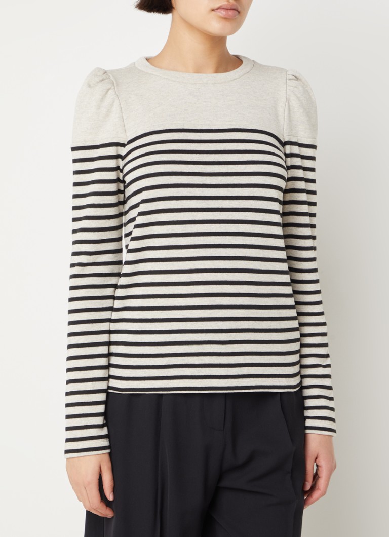 ba&sh Palki long-sleeved shirt with stripe print and puff sleeves