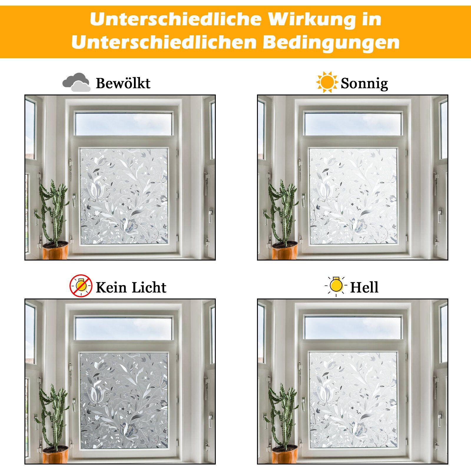 Fensterfolie Fensterfolie Milchglasfolie Sichtschutzfolie Fenster Selbstklebend, Gimisgu