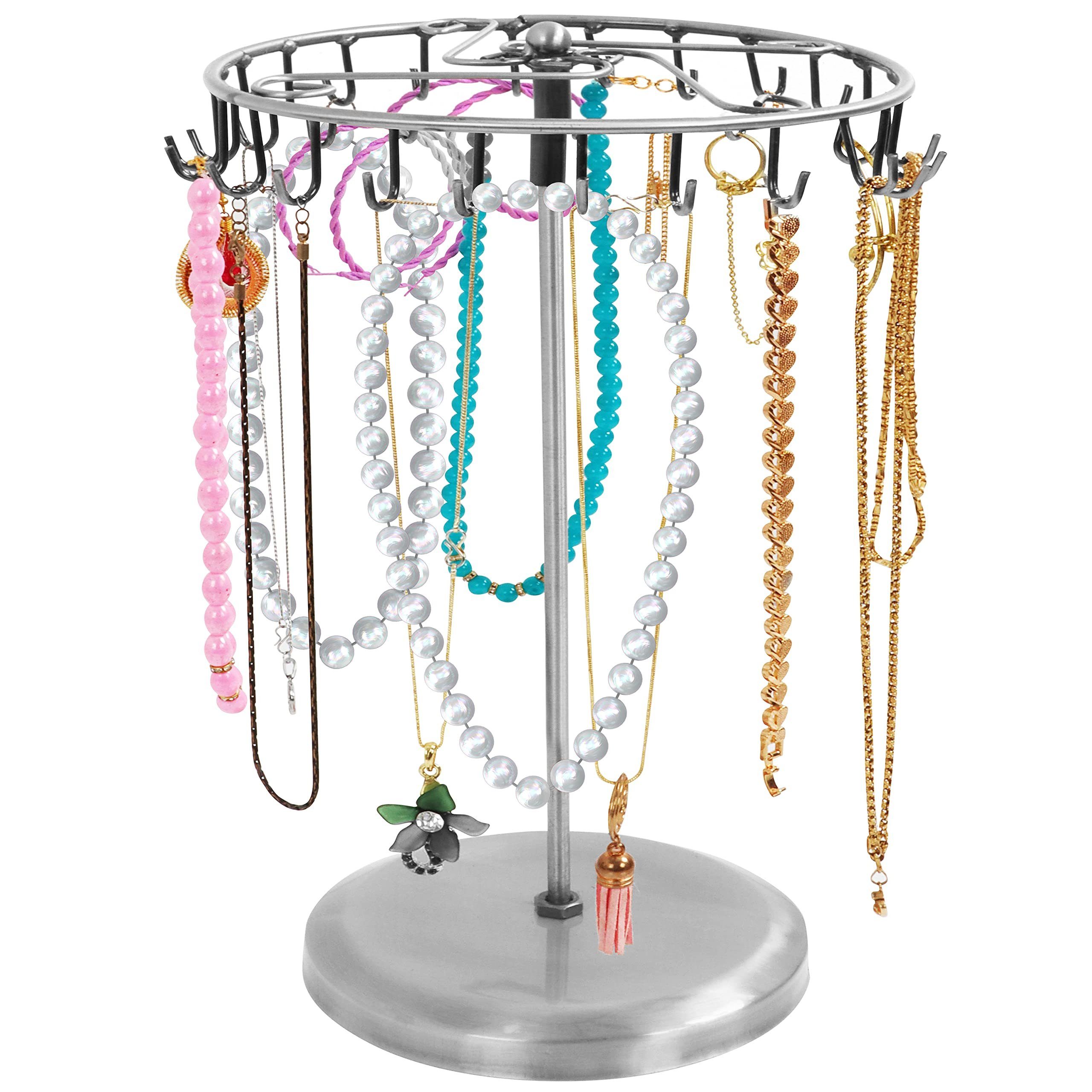 Belle Vous Schmuckständer Drehbarer Schmuckständer (23 Haken) - H34.8 x B20.5 cm, Rotating Jewelry Stand (23 Hooks) - H34.8 x W20.5 cm