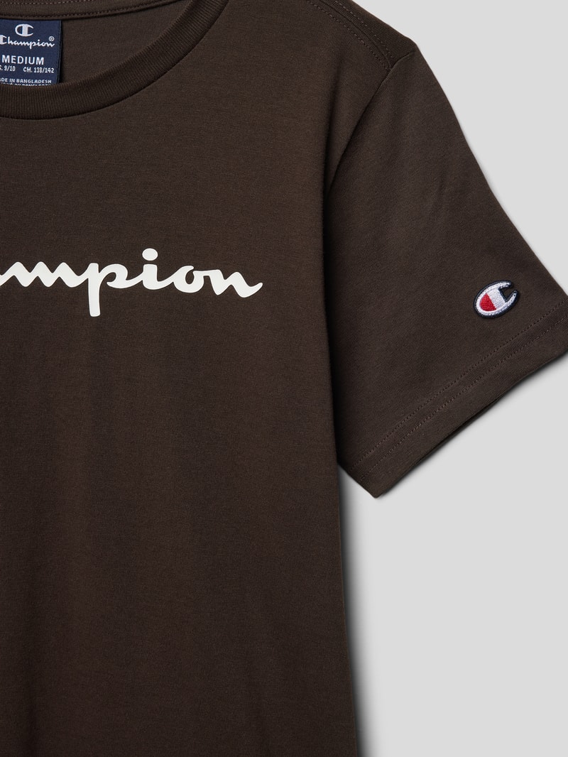 T-Shirt mit Logo-Print in schokobraun