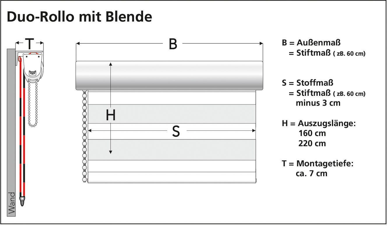 Doppelrollo Duo-Rollo mit Blende, Liedeco, Lichtschutz, verschraubt