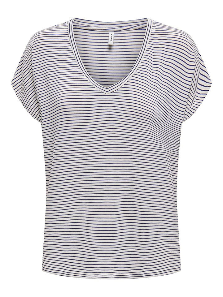 ONLY Shirt in Weiß/ Dunkelblau günstig kaufen