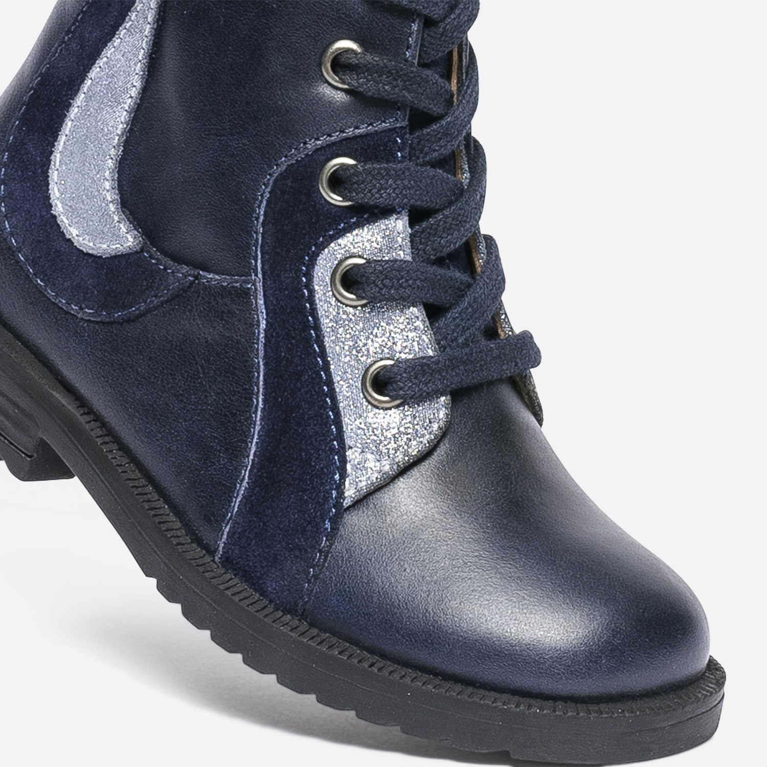 Bottine bleu marine en cuir