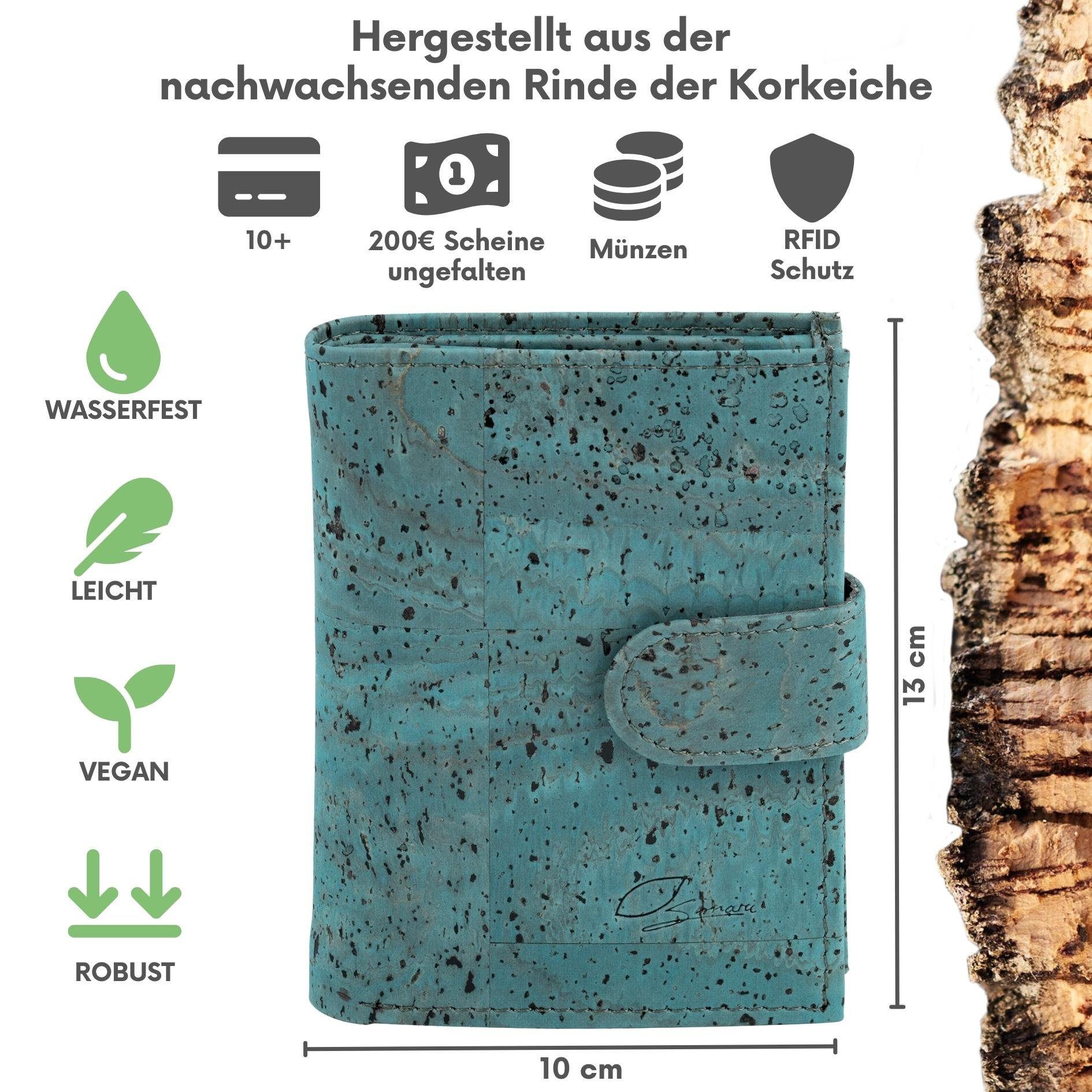 Simaru Geldbörse HIME, für Damen aus Kork, vegan RFID-Schutz, wasserabweisend & langlebig
