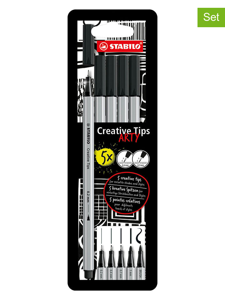 STABILO 10er-Set: Multi-Liner ''STABILO Creative Tips ARTY'' in Schwarz - 2 x 5 Stück günstig kaufen onesize