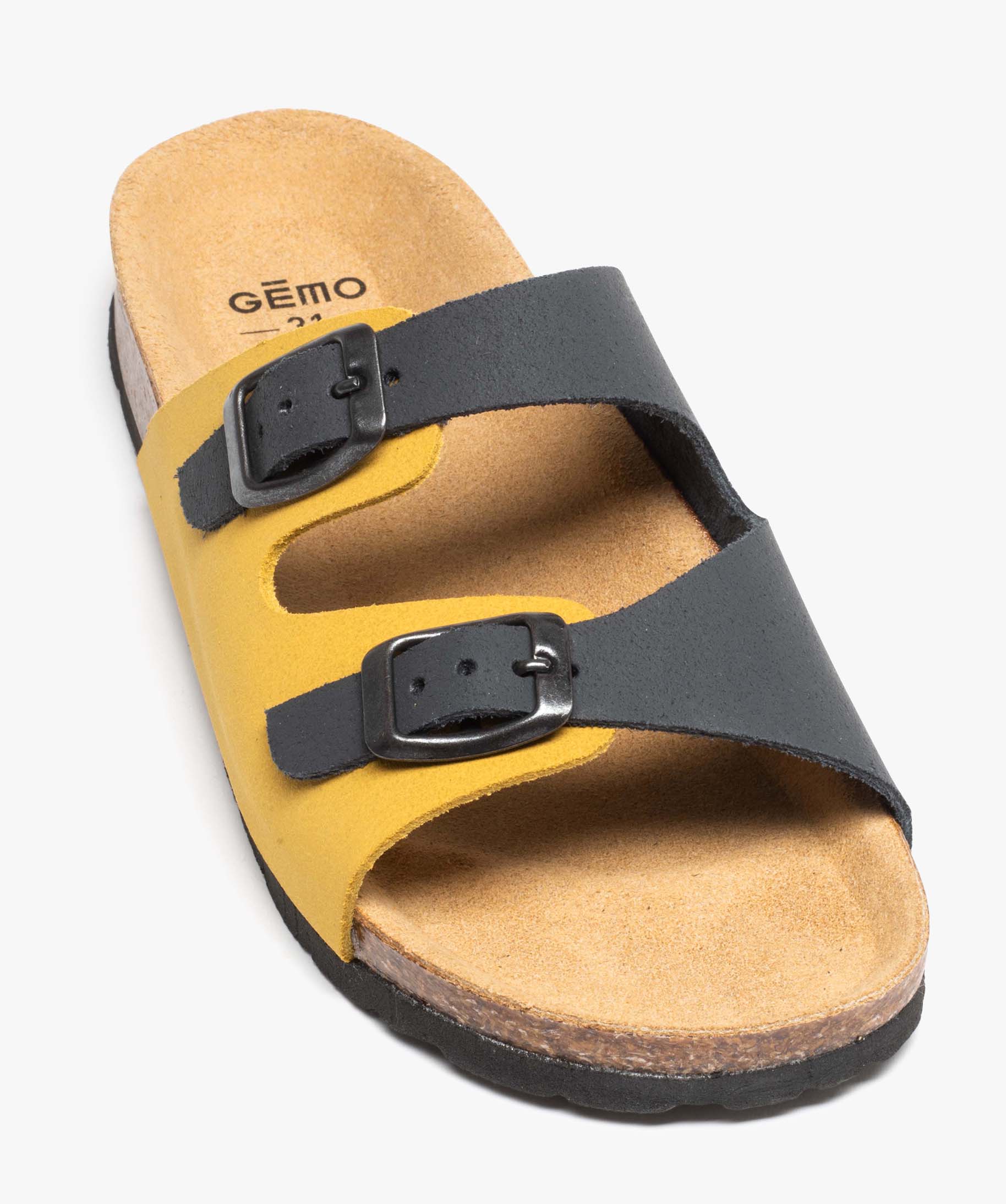 Mules Garçon bicolores en cuir suédine à double bride aju... marine | GEMO
