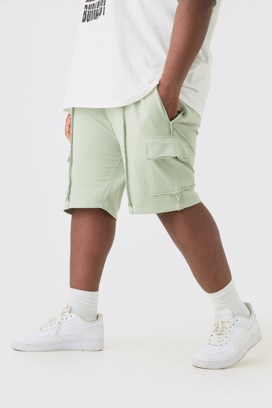 Plus lockere Cargo Jersey-Shorts mit Naht-Detail