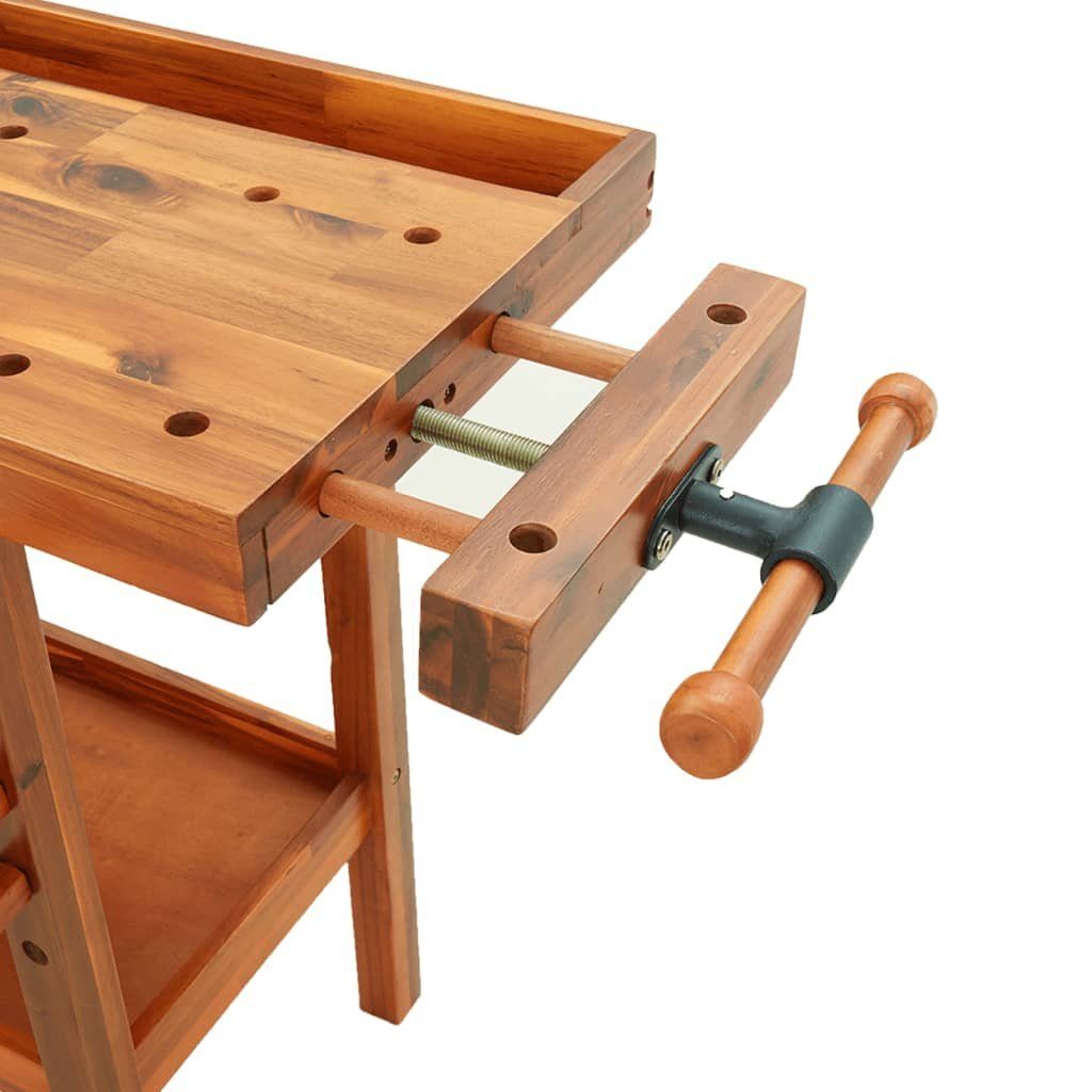 vidaXL Werkbank Werkbank mit Schubladen Schraubstöcken 124x52x83 cm Akazienholz, (1-tlg)