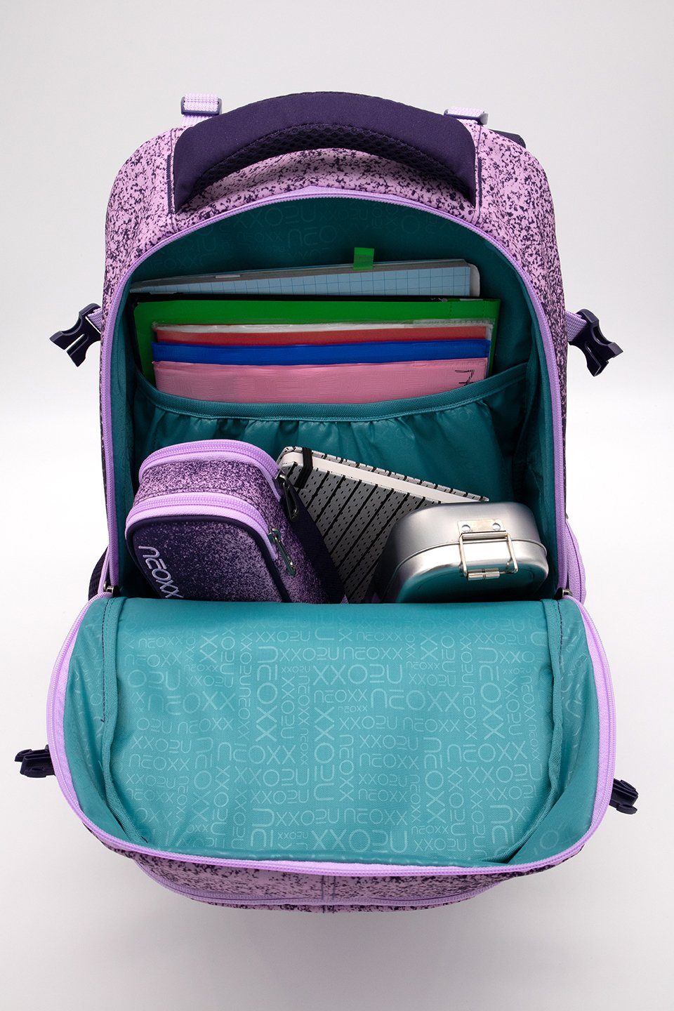 neoxx Schulrucksack Active, Glitterally perfect, aus recycelten PET-Flaschen