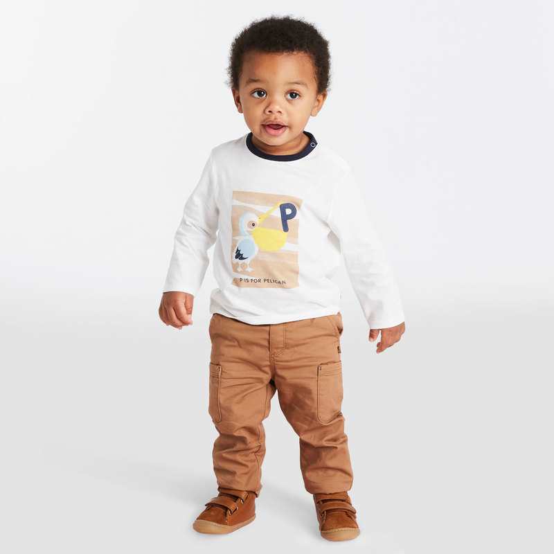 Pantalon toile chevrons multipoches marron bébé garçon