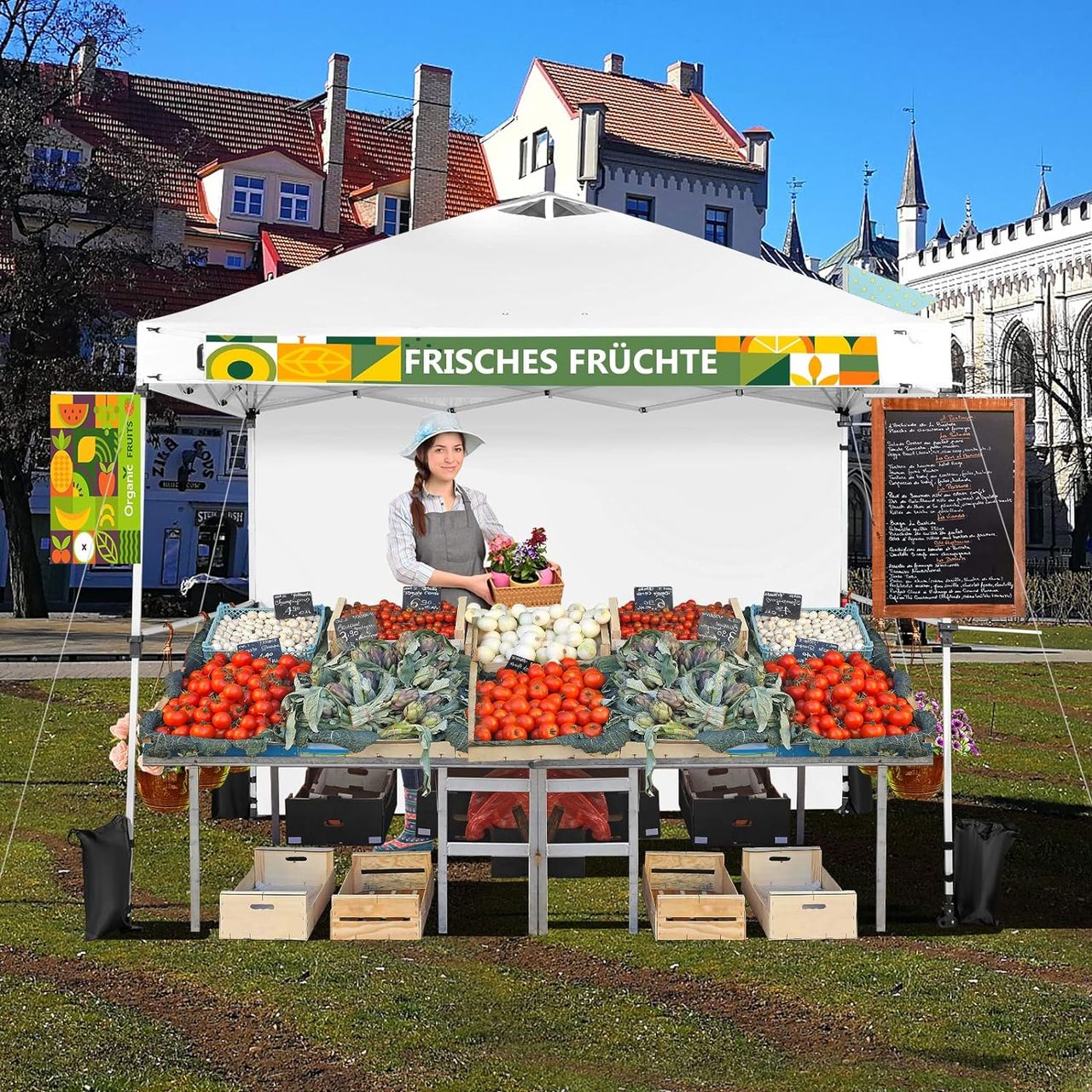 Costway 3x3m Pop Up Pavillon mit Seitenwand