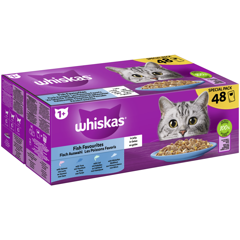 Whiskas Portionsbeutel Multipack Special Pack 1  Fisch Auswahl in Gelee 48 x 85g
