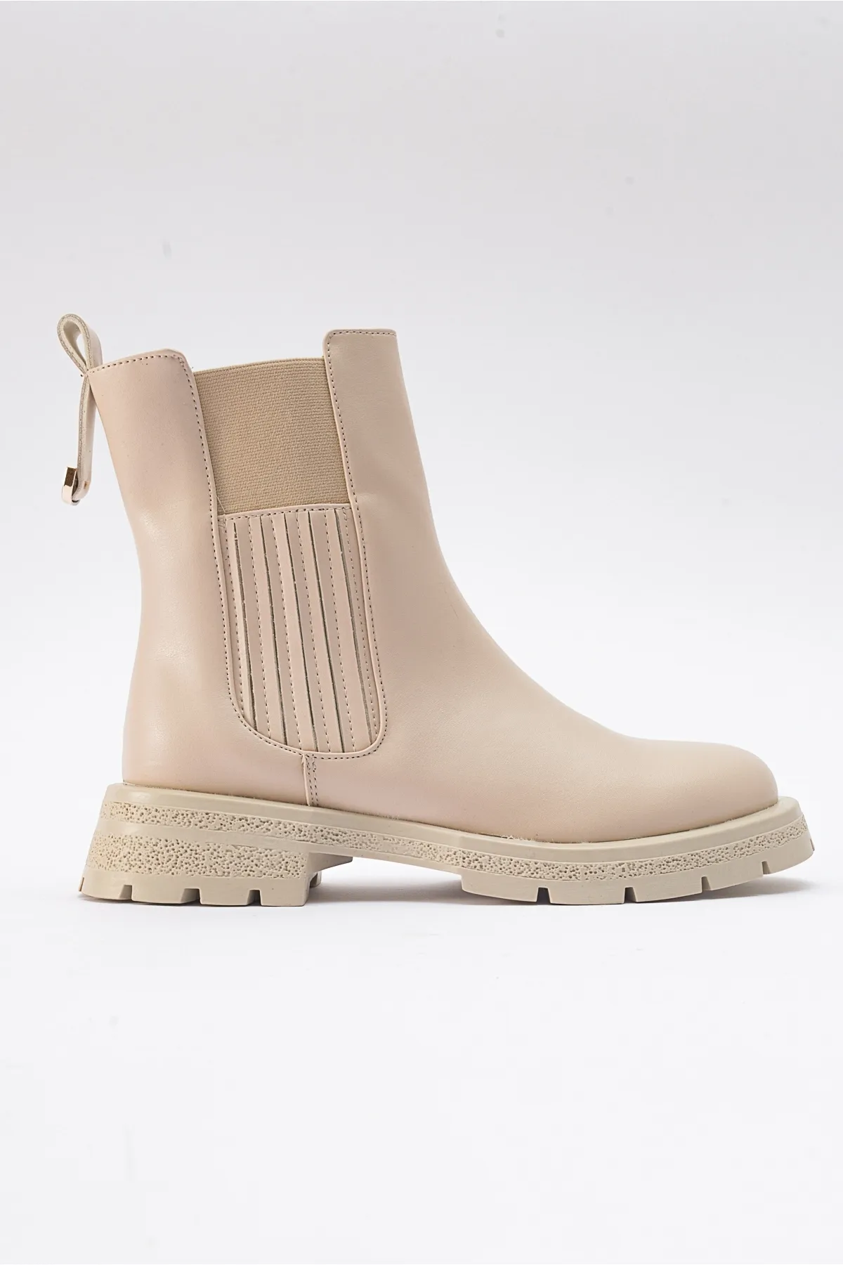 LuviShoes  DENIS Beige elastische Damen-Chelsea-Stiefel aus Leder