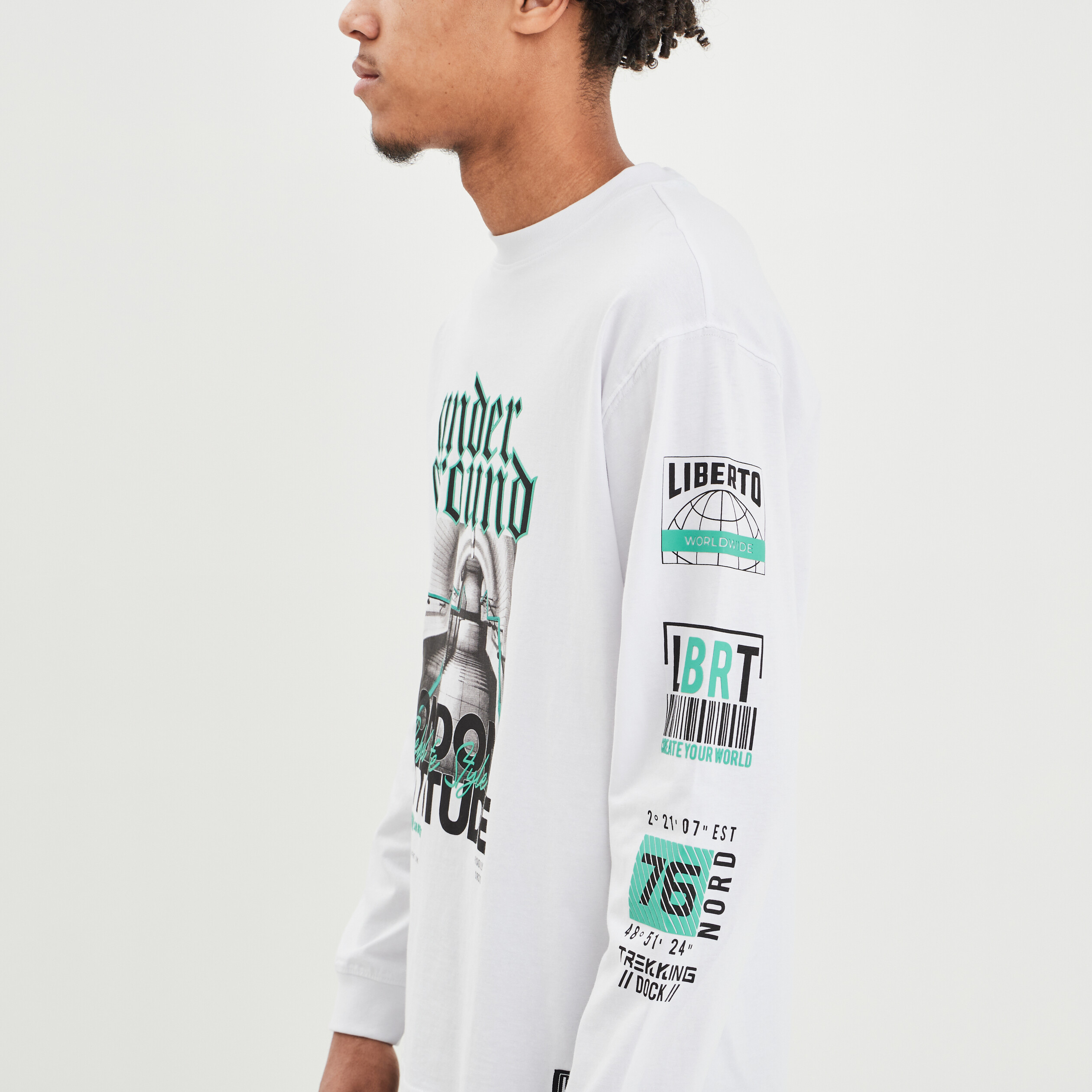 T-shirt manches longues oversize blanc homme | La Halle