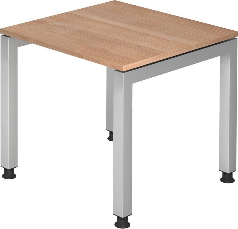 Hammerbacher J Serie Höhenverstellbarer Schreibtisch Rechteckig Walnuss Holz Silber 4 Füße 800 x 680 mm