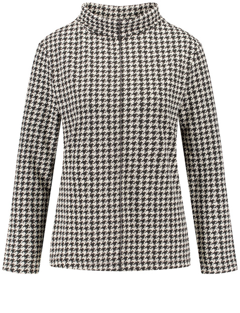 Langarmshirt mit Hahnentrittmuster