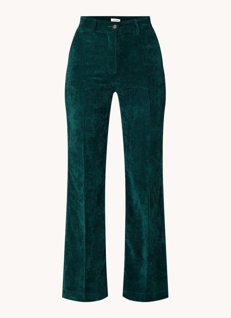 Pantaloni din catifea reiată cu talie înaltă, cu buzunare laterale și evazate pe picioare, creați de Gerard Darel Noémie.