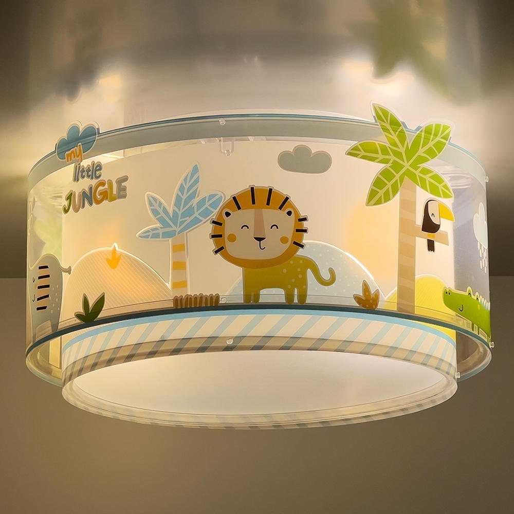 Dalber Deckenleuchte Kinderzimmer Deckenleuchte Little Jungle in Mehrfarbig und Weiß E27, keine Angabe, Leuchtmittel enthalten: Nein, warmweiss, Deckenlampe, Deckenbeleuchtung, Deckenlicht