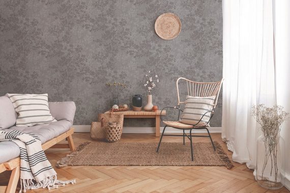 living walls Vliestapete New Walls Cosy & Relax in Ast Optik, strukturiert, floral, Florale Tapete Wald
