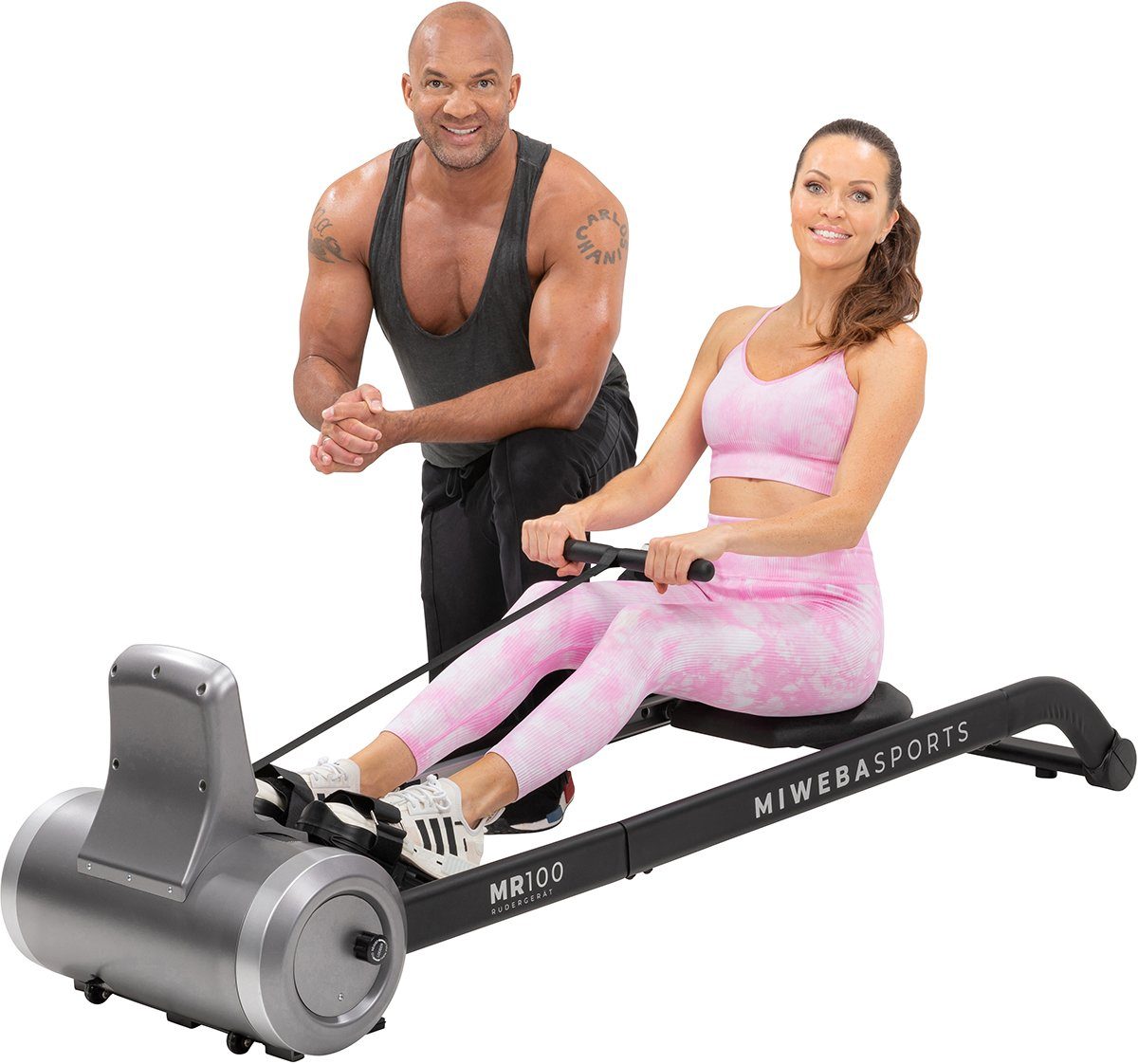 Miweba Sports Rudergerät Designer Rudermaschine MR100 - 10 kg Schwungmasse - auch Holz Optik (LCD Display, ergonomischer Sitz, Anti-Rutsch-Griff, Transportrollen, klappbar & kompakt, Rudergeräte für Zuhause, Krafttraining, Ganzkörpertraining, Rowing
