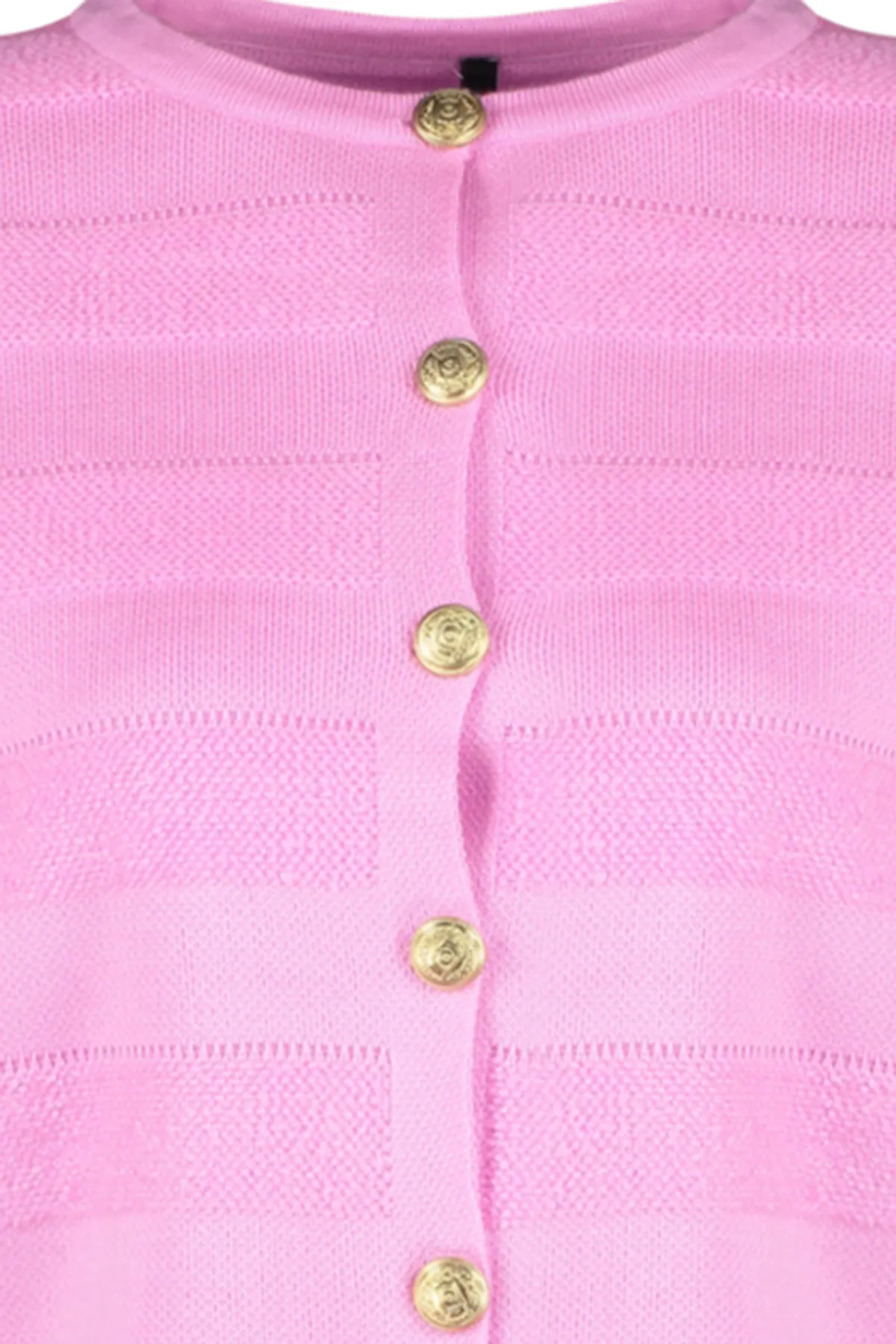 Trendyol Collection  Rosa Strickcardigan mit Rundhalsausschnitt TWOAW24HI00337