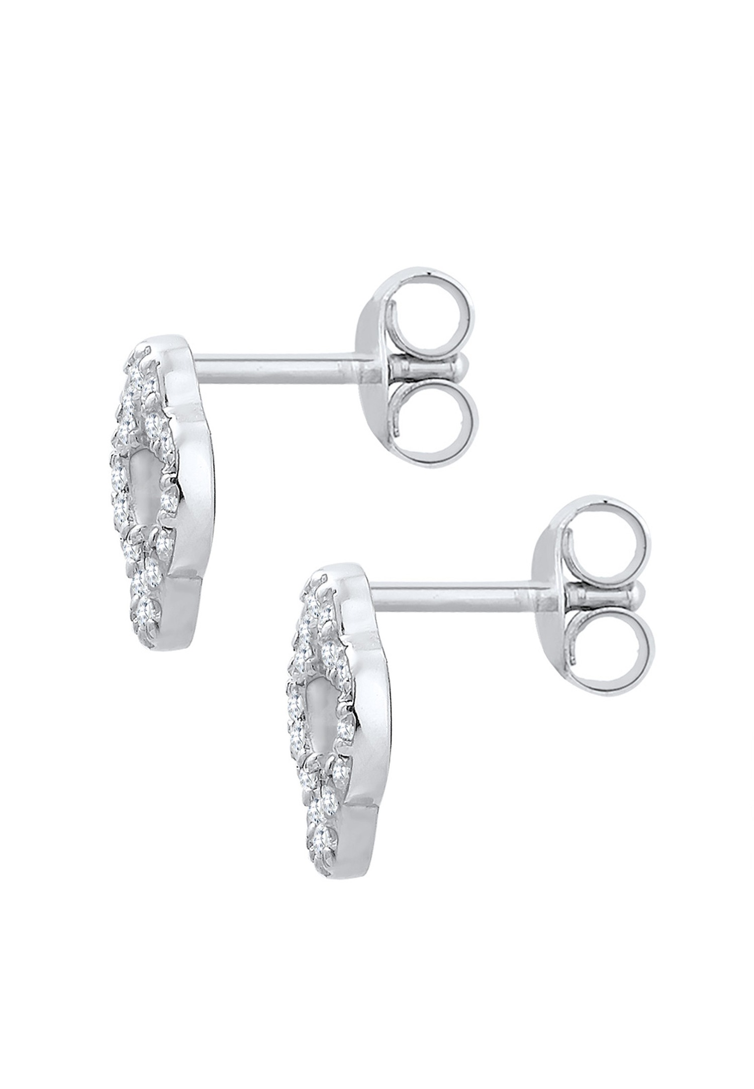 Orecchini a lobo da donna Elli a forma di quadrifoglio portafortuna con zirconi in argento sterling 925