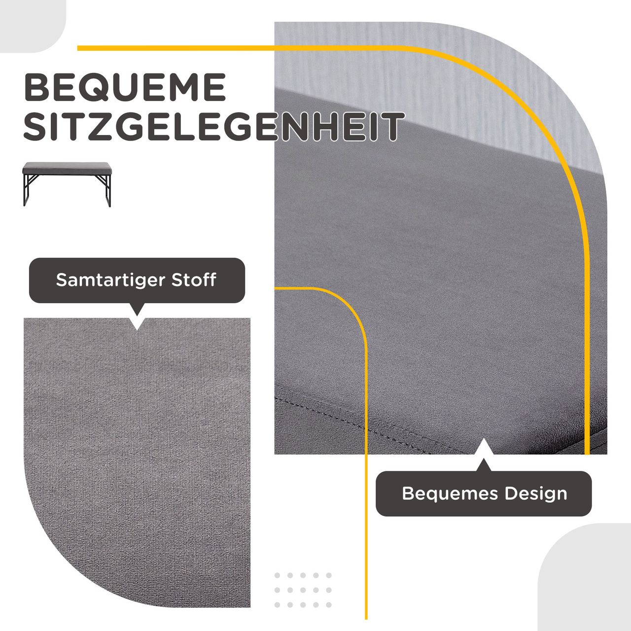 HOMCOM Sitzbank Polsterbank, Bettbank in Samtoptik, Schminkbank für Schlafzimmer