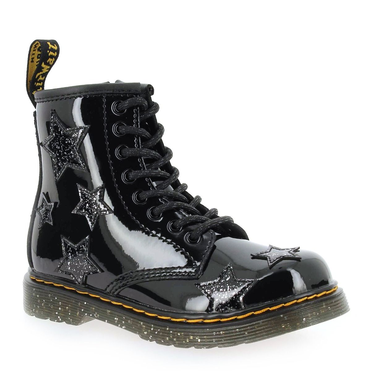 Dr Martens  1460 PATENT LAMPER & COSMIC GLITTER - Noir Glitter