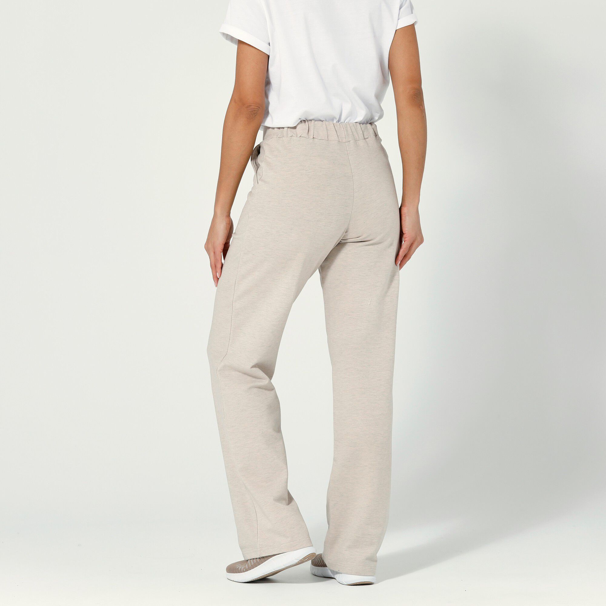 Pantalon coupe large molleton taille élastiquée