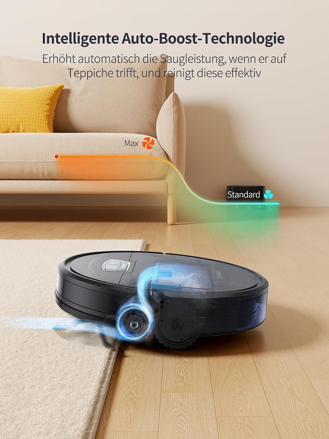 Honiture Saugroboter, Saugroboter mit Wischfunktion,G20 Pro Staubsauger Roboter mit 4500Pa Starke Saugkraft,7,6 cm Roboterstaubsauger mit APP Steuerung 180 Min Laufzeit