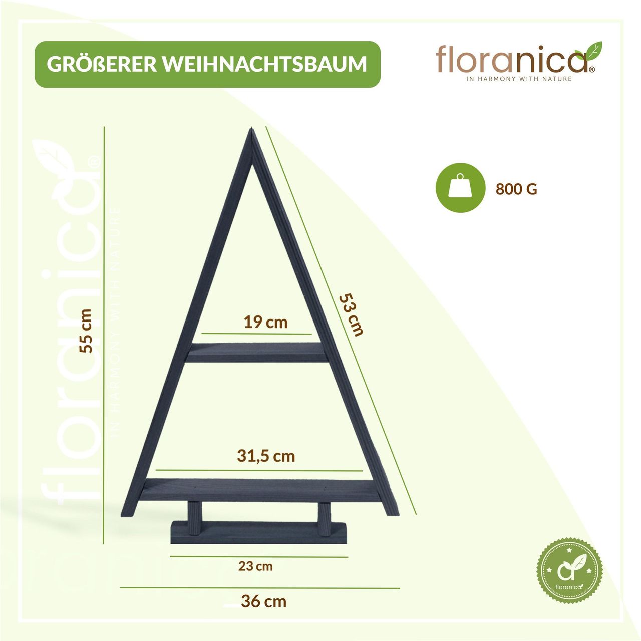 Pemicont Floranica Handgemacht  Holz Baum Weihnachtsbaum Tannenbaum - 2er-Set - Antrazit