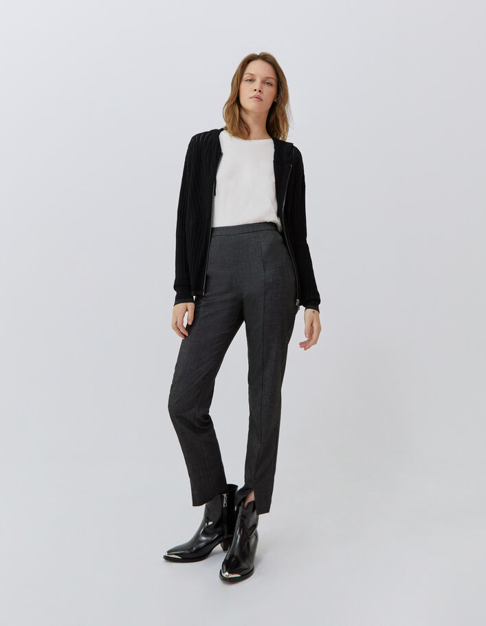Cardigan noir tricot ajouré fantaisie Femme