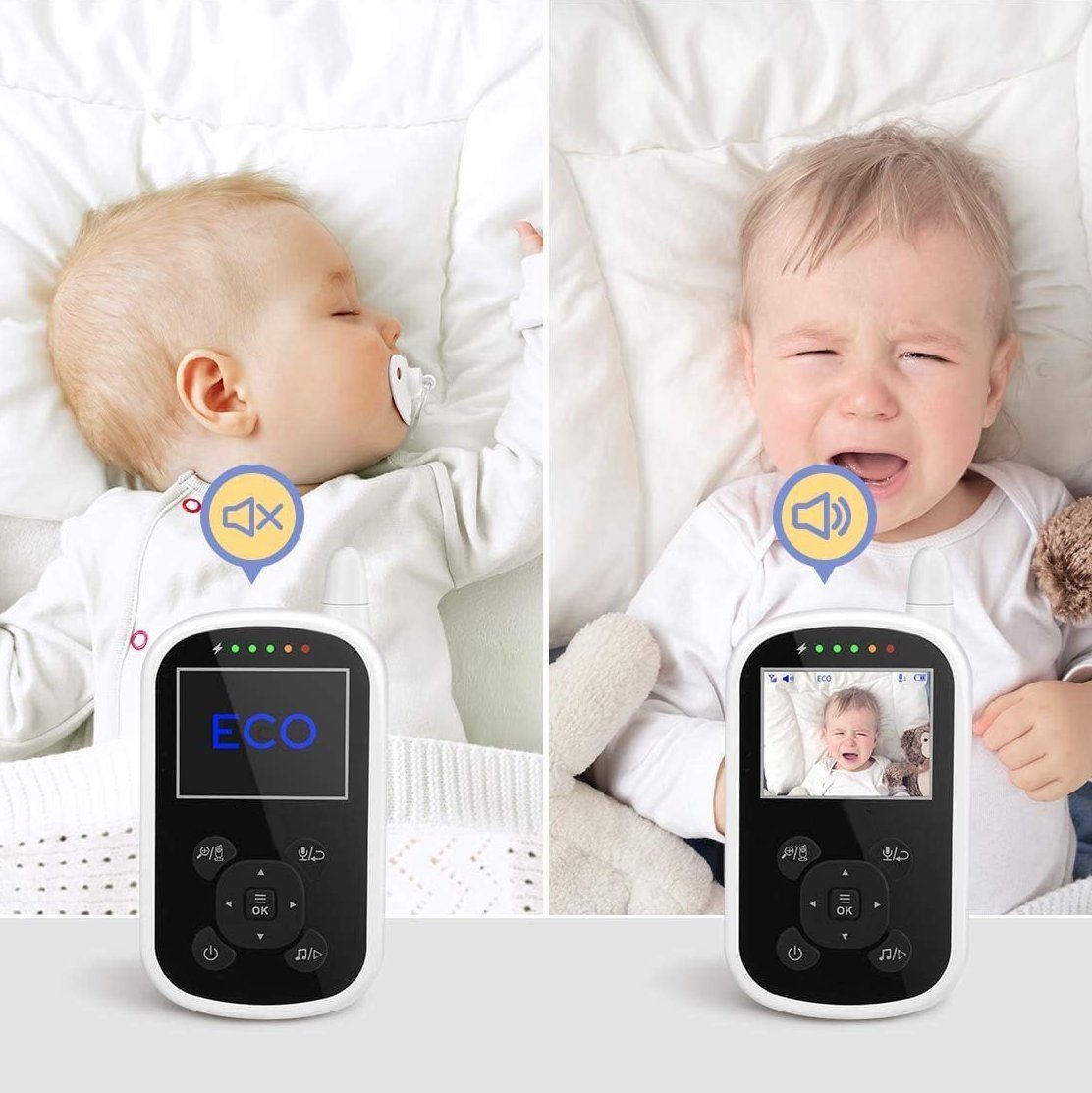 BUMHUM Video-Babyphone Babyphone mit Kamera Video Baby Monitor 2,4 GHz Gegensprechfunktion, ECO Modus Nachtsicht Temperatursensor Schlaflieder Lange Akkulaufzeit, 480p
