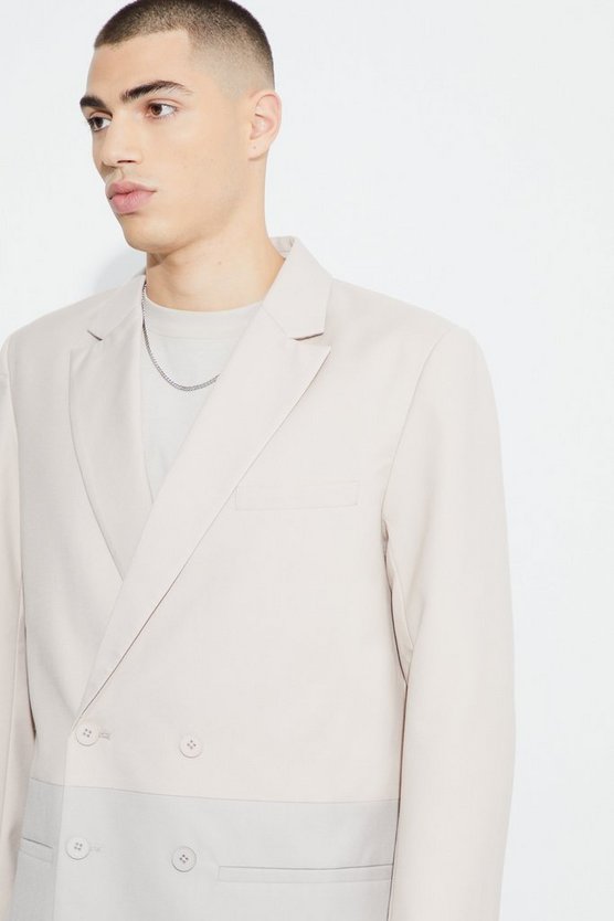 Lockerer zweireihiger Colorblock Blazer