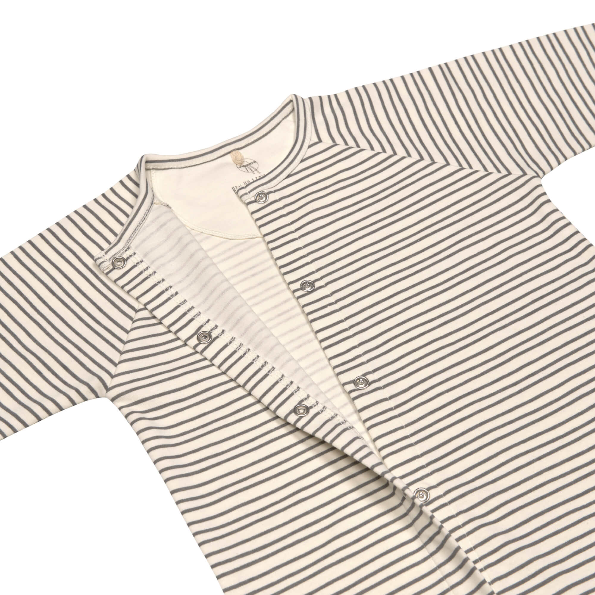 Baby Schlafanzug mit Füßen - Bio Baumwolle, Striped, Grau