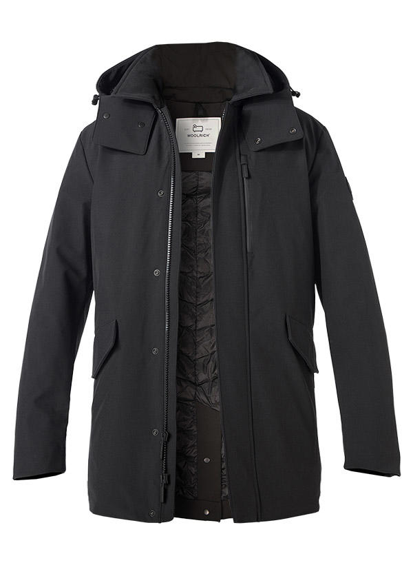 WOOLRICH, Daunenparka Barrow, Softshell wasserabweisend, schwarz