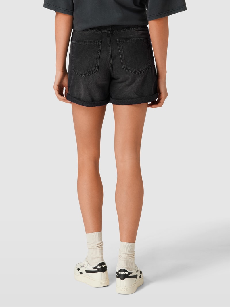 Jeansshorts mit fixierten Beinumschlägen Modell 'SMILEY' in schwarz
