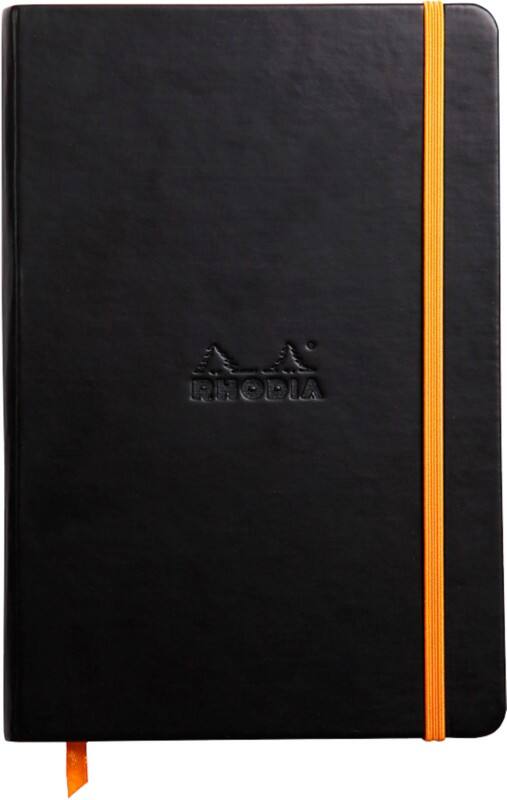 Rhodia Notizbuch 118742C DIN A5 (14,8 x 21,0 cm) Liniert Genäht PU Hardcover Schwarz Nicht perforiert 96 Blatt