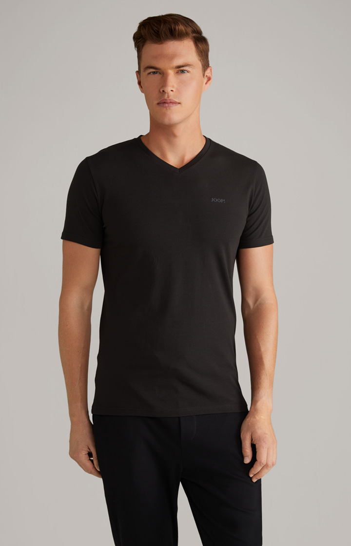 2er-Pack Feiner Stretch T-Shirts in Schwarz
