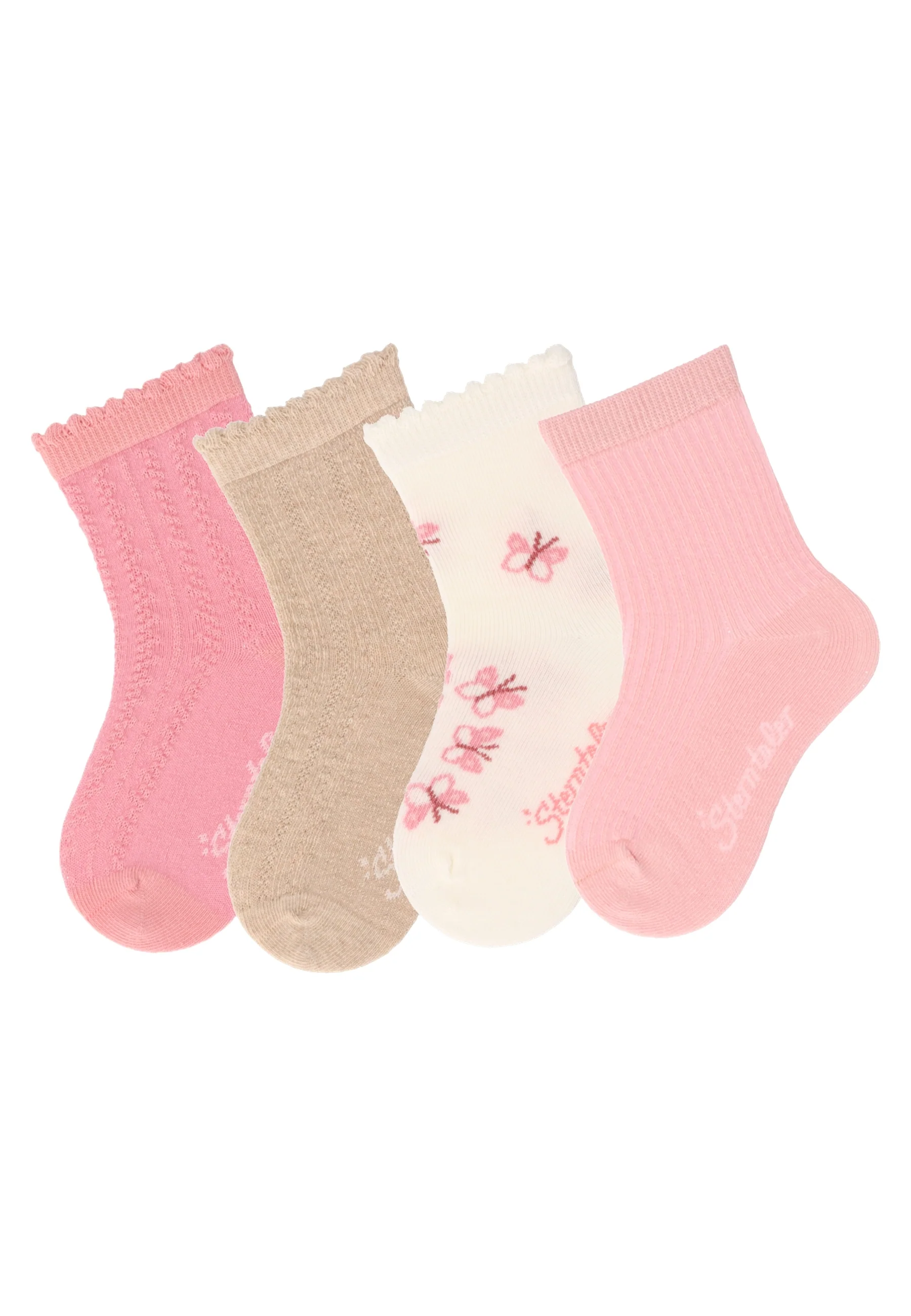 Socken im 4er Pack mit Struktur in mattrosa